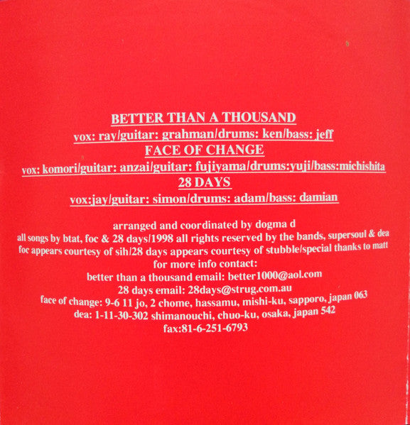 Better Than A Thousand / Face Of Change / 28 Days : Better Than A Thousand / Face Of Change / 28 Days (2x7", Num, Red)