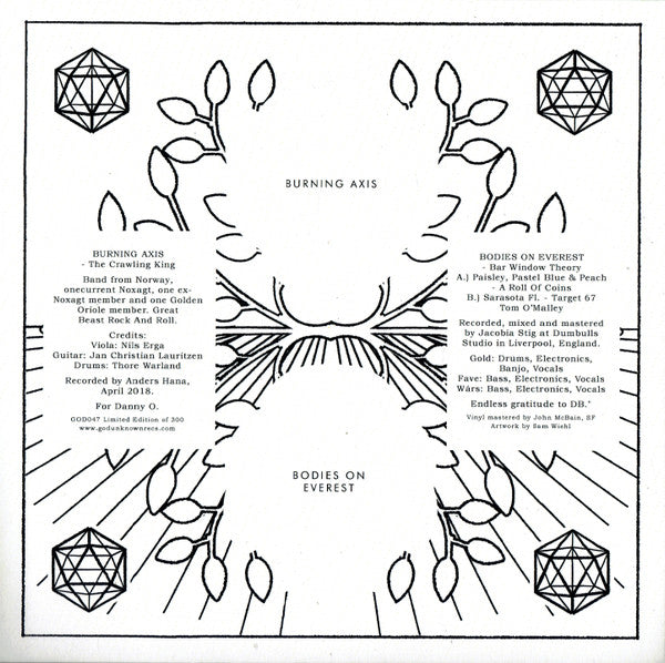 Burning Axis / Bodies On Everest : The Crawling King / Bar Window Theory (7", Single, Club, Ltd)