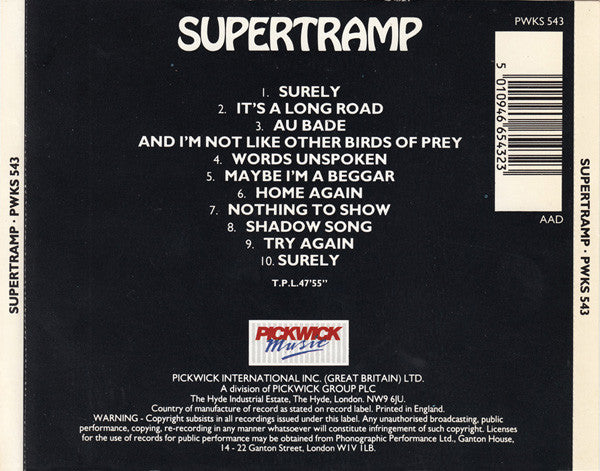 Supertramp : Supertramp (CD, Album, RE, RM)
