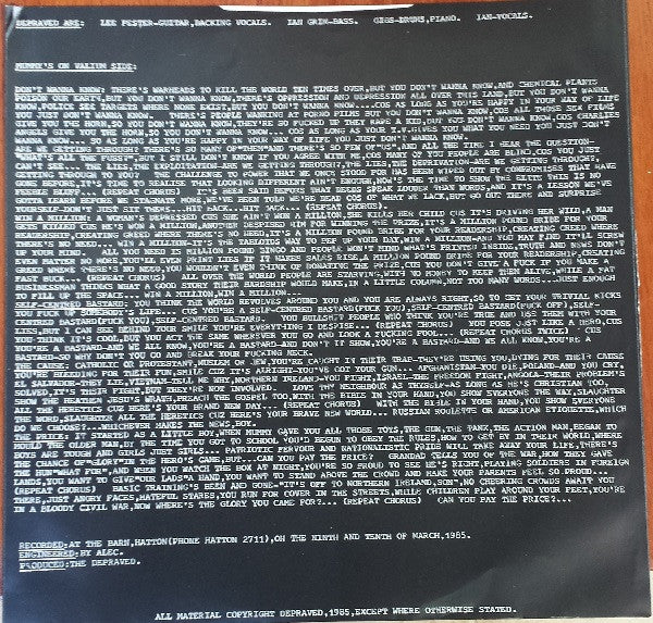 The Depraved* : Come On Down (LP, Album)