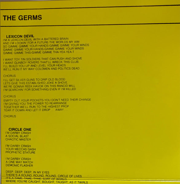 Germs : Lexicon Devil (7", EP, Unofficial)