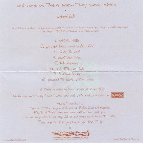 And None Of Them Knew They Were Robots : Liebestod (CD, EP)