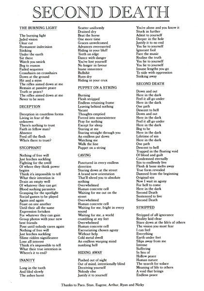 Second Death (3) : Second Death (12", Album, Tra)