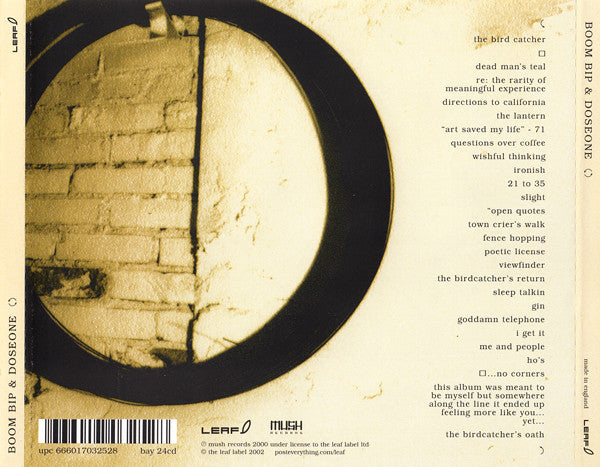Boom Bip & Doseone* : Circle (CD, Album)