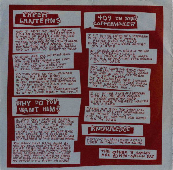 Green Day : Slappy E.P. (7", EP, RP, Ber)