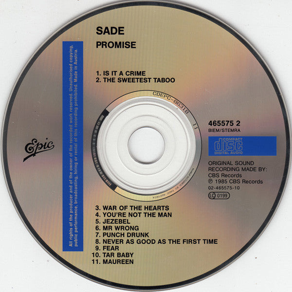 Sade : Promise (CD, Album, RE)