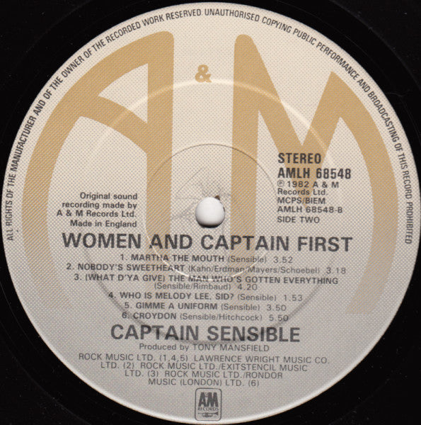 Captain Sensible : Women And Captains First (LP, Album, Ast)