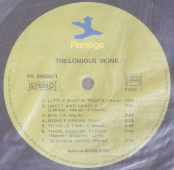 Thelonious Monk : Thelonious Monk (2xLP, Comp)