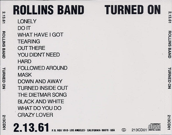 Rollins Band : Turned On (CD, Album, Alt)