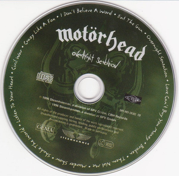 Motörhead : Overnight Sensation (CD, Album)