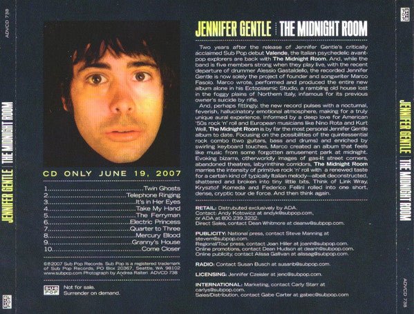 USED: Jennifer Gentle - The Midnight Room (CD, Advance, Album, Promo) - Used - Used