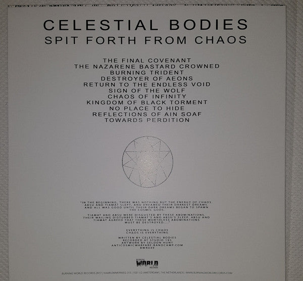 Celestial Bodies (2) : Spit Forth From Chaos (LP, Album, Ltd, Whi)