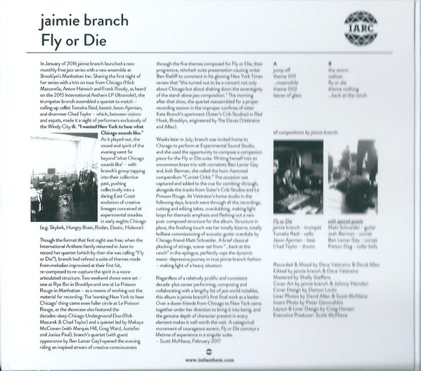 Jaimie Branch : Fly Or Die (CD, Album, Dig)