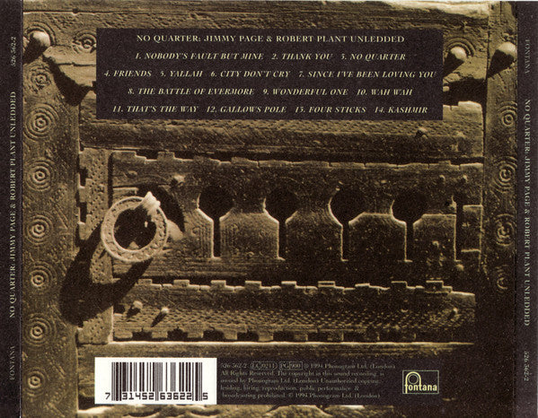 Jimmy Page & Robert Plant : No Quarter: Jimmy Page & Robert Plant Unledded (CD, Album, RE)