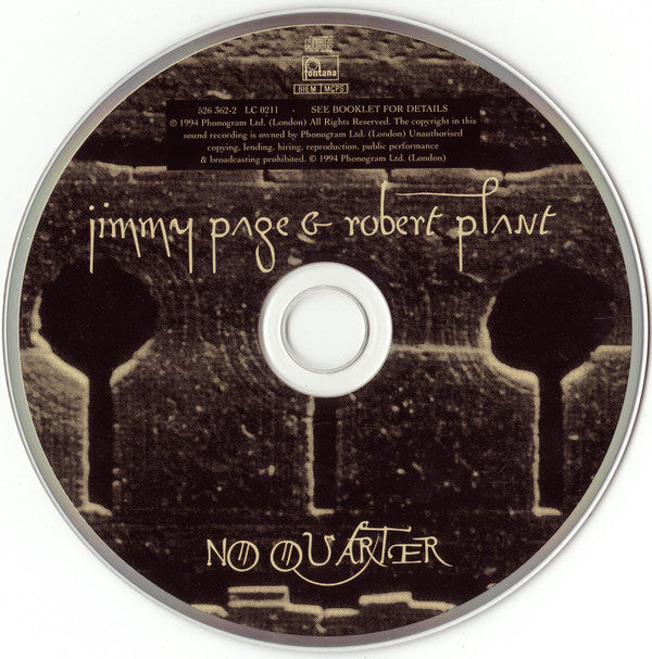 Jimmy Page & Robert Plant : No Quarter: Jimmy Page & Robert Plant Unledded (CD, Album, RE)