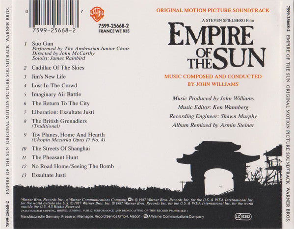 John Williams (4) : Empire Of The Sun (Original Motion Picture Soundtrack) (CD, Album, RP)