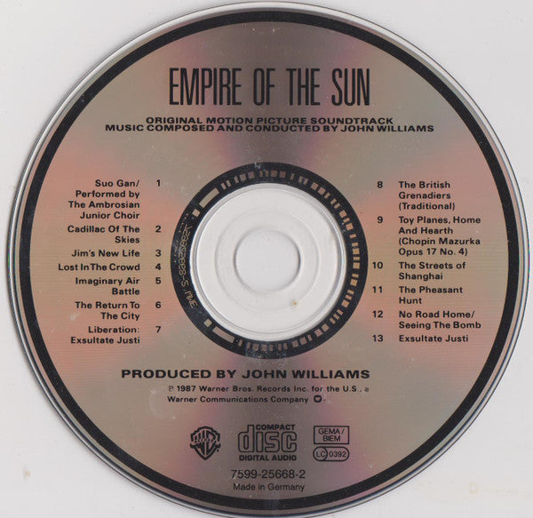 John Williams (4) : Empire Of The Sun (Original Motion Picture Soundtrack) (CD, Album, RP)