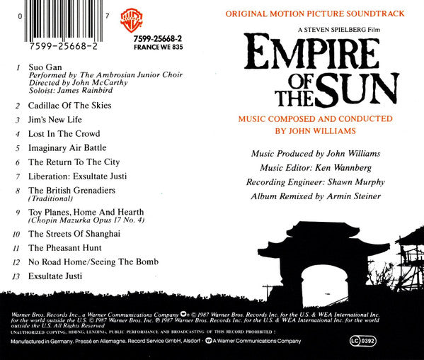 John Williams (4) : Empire Of The Sun (Original Motion Picture Soundtrack) (CD, Album, RP)