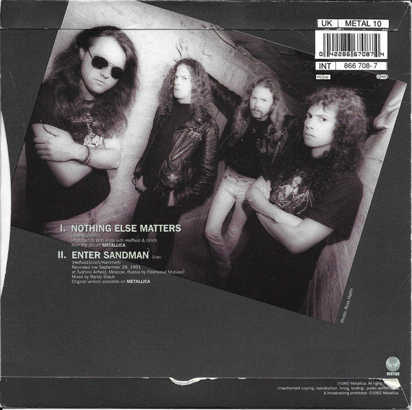 Metallica : Nothing Else Matters (7", Single, Pap)