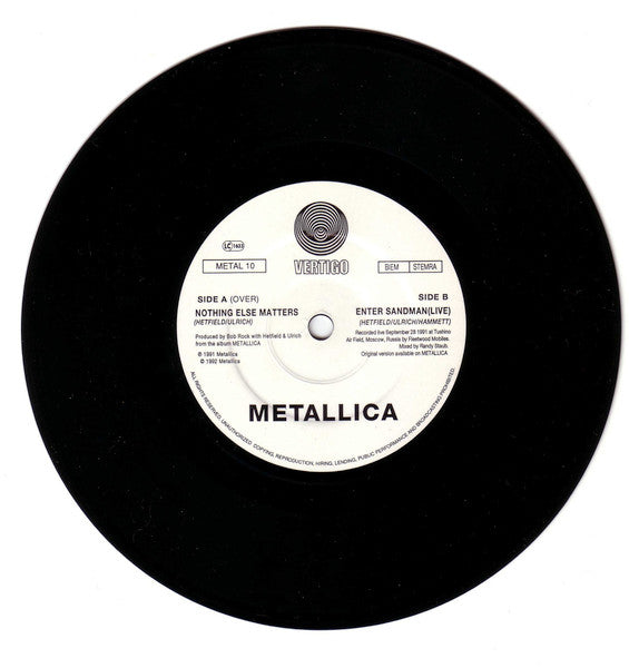 Metallica : Nothing Else Matters (7", Single, Pap)