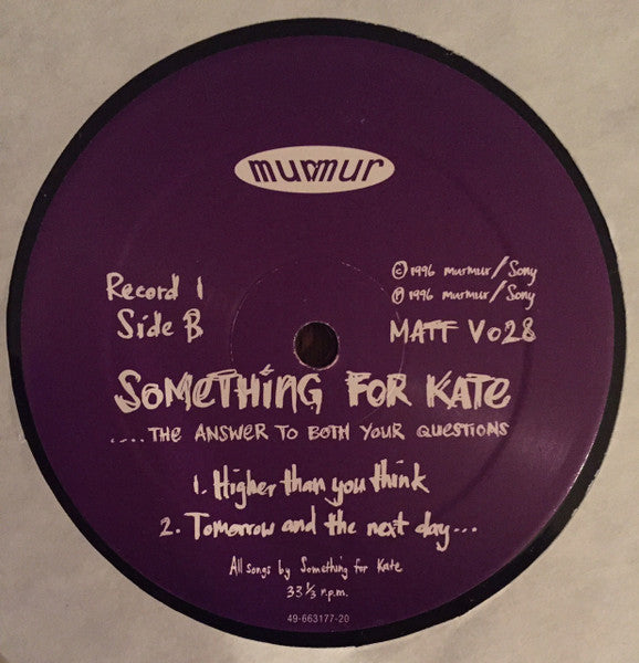 Something For Kate : ....The Answer To Both Your Questions (2x12", Promo)