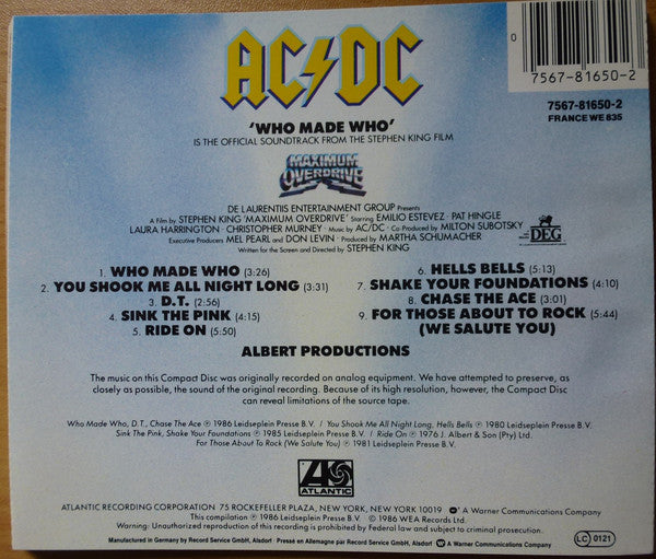 AC/DC : Who Made Who (CD, Comp, RE)