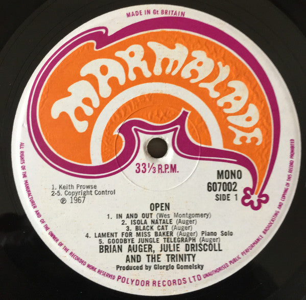 Brian Auger, Julie Driscoll And The Trinity* : Open (LP, Album, Mono, Upt)