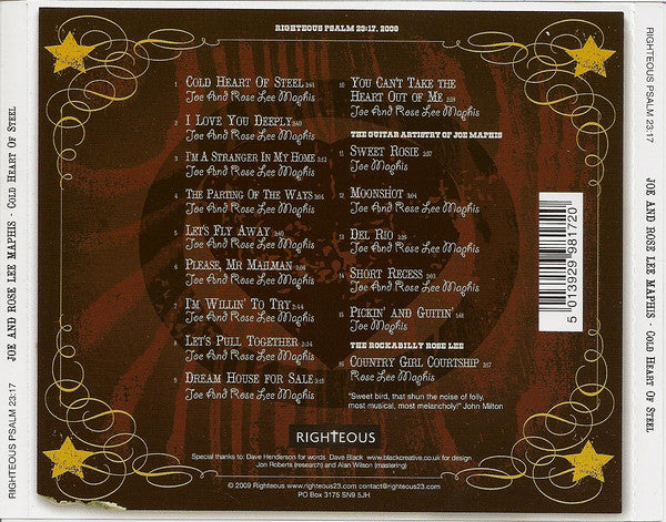 Joe & Rose Lee Maphis : Cold Heart Of Steel (CD, Comp)