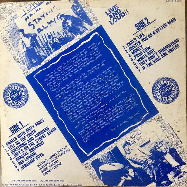Sham 69 : Live And Loud!! (LP, Album, RP, Bla)
