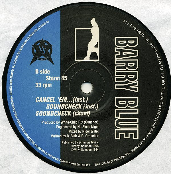 Barry Blue (2) : Cancel 'Em All Out / Soundcheck (12")
