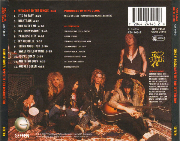 Guns N' Roses : Appetite For Destruction (CD, Album, RP)