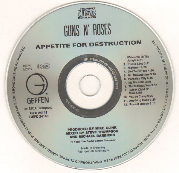 Guns N' Roses : Appetite For Destruction (CD, Album, RP)