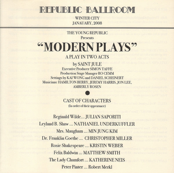 The Young Republic : Modern Plays (7", Single, Ltd, Num)