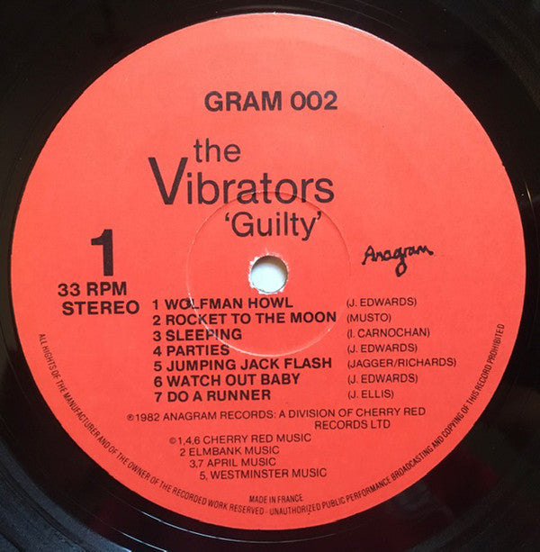 The Vibrators : Guilty (LP, Album)