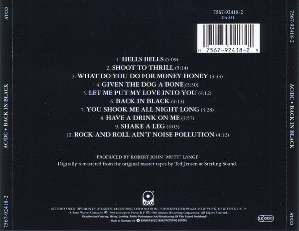 AC/DC : Back In Black (CD, Album, RE, RM)