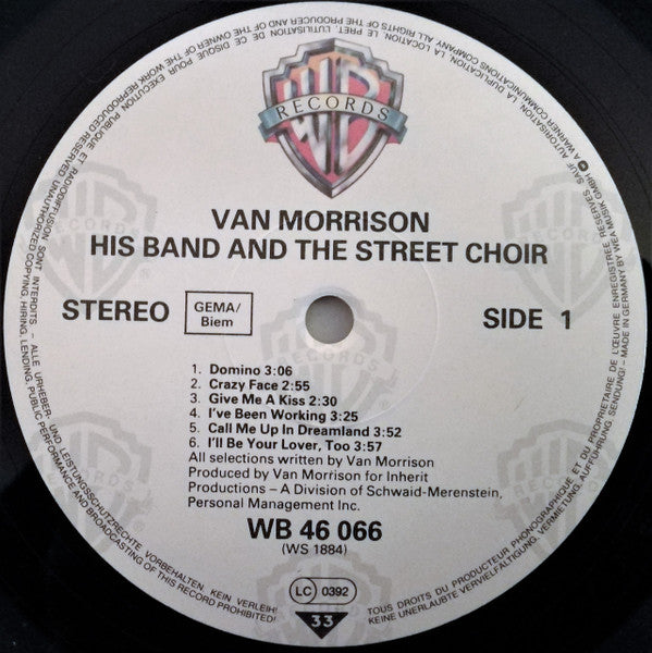 Van Morrison : His Band And The Street Choir (LP, Album, RE)