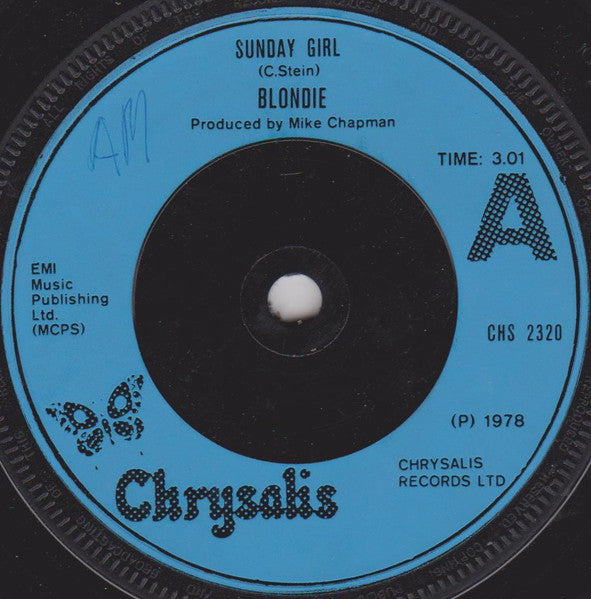 Blondie : Sunday Girl (7", Single, Blu)