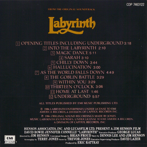 David Bowie / Trevor Jones : Labyrinth (From The Original Soundtrack Of The Jim Henson Film) (CD, Album)