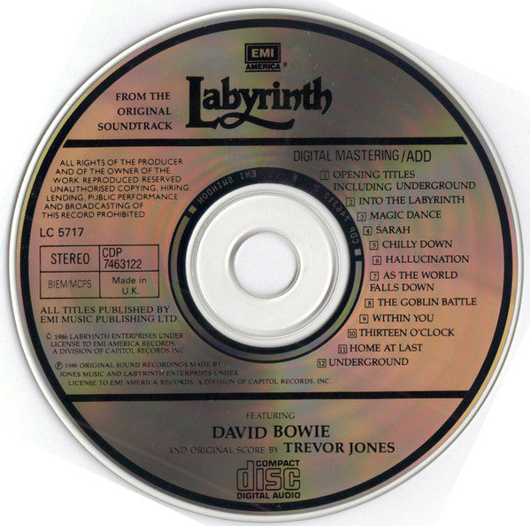 David Bowie / Trevor Jones : Labyrinth (From The Original Soundtrack Of The Jim Henson Film) (CD, Album)