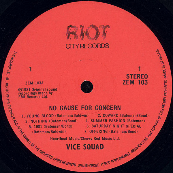 Vice Squad : No Cause For Concern (LP, Album)