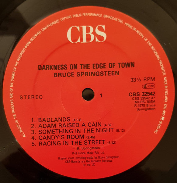 Bruce Springsteen : Darkness On The Edge Of Town (LP, Album, RE, Red)