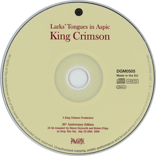 King Crimson : Larks' Tongues In Aspic (HDCD, Album, RE, RM, RP)