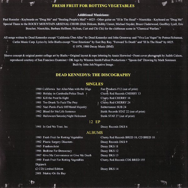 Dead Kennedys : Fresh Fruit For Rotting Vegetables (CD, Album, RE, RM)