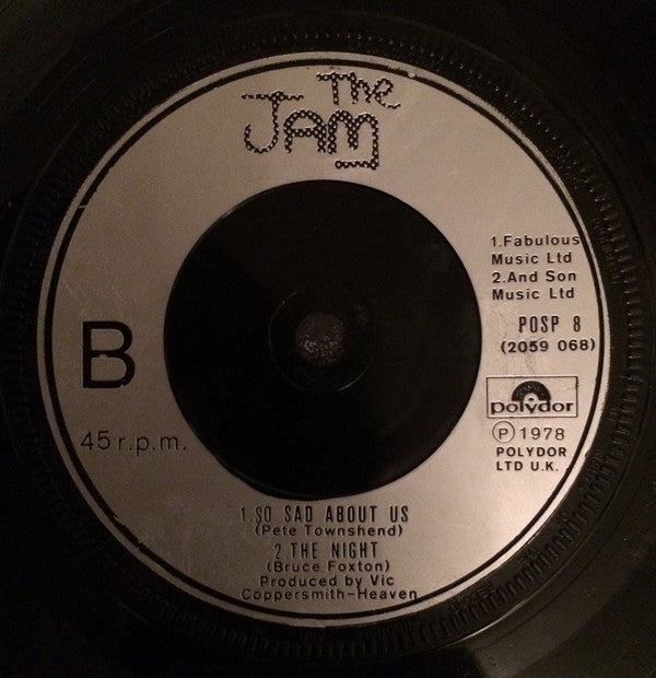 The Jam : Down In The Tube Station At Midnight (7", Single)