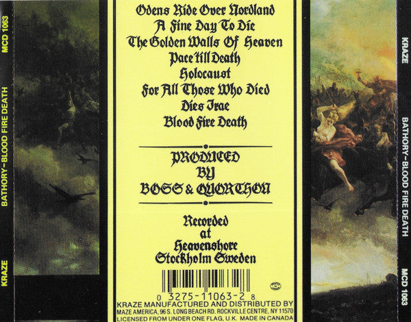 Bathory : Blood Fire Death (CD, Album, RE)
