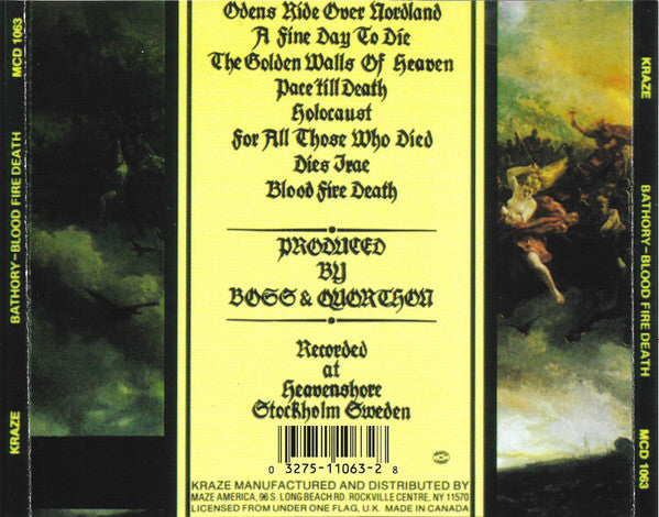 Bathory : Blood Fire Death (CD, Album, RE)