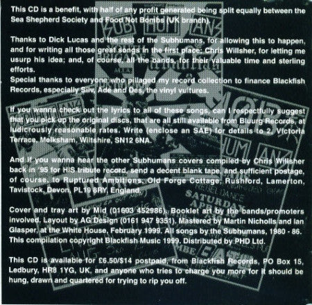 Various : Still Can't Hear The Words: The Subhumans Covers Album (CD)
