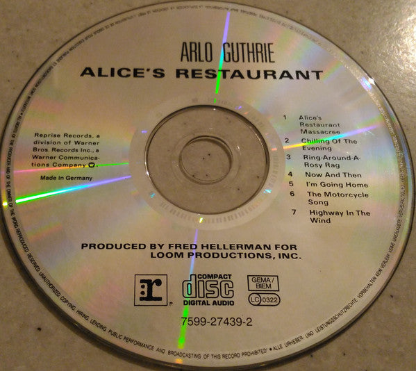 Arlo Guthrie : Alice's Restaurant (CD, Album, RE)