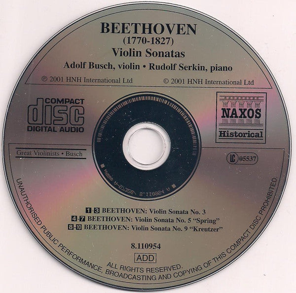 Beethoven*, Adolf Busch, Rudolf Serkin : Violin Sonatas (CD, Comp)