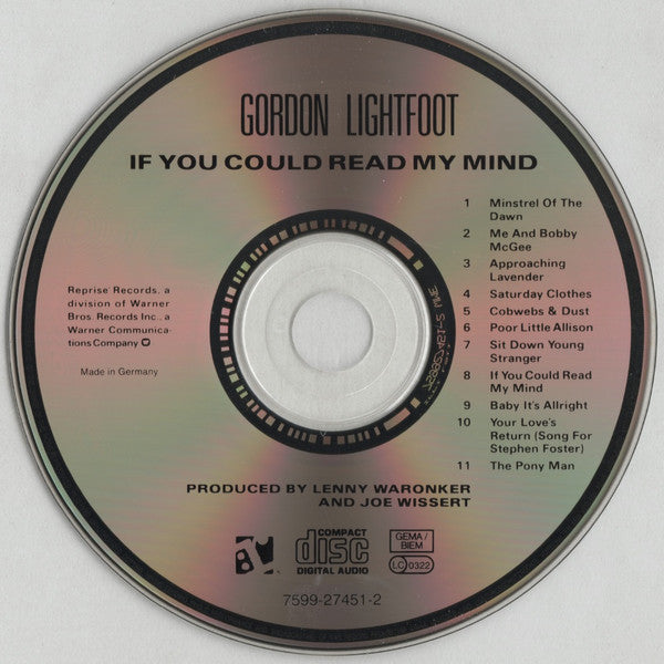 Gordon Lightfoot : If You Could Read My Mind (CD, Album, RE, WMM)